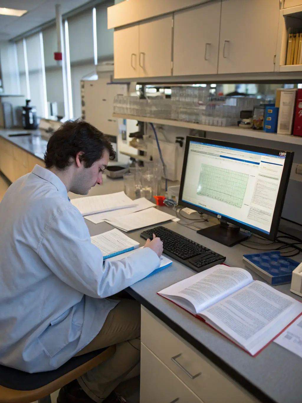 A student participating in a research project at a modern university in Asia, showcasing innovation and technological advancement.